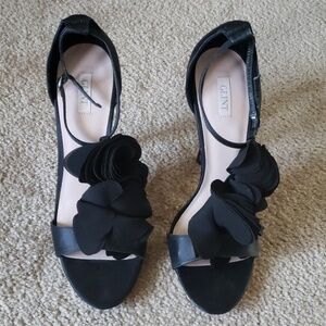 Glint Black Satin Stiletto Heel - Size 10